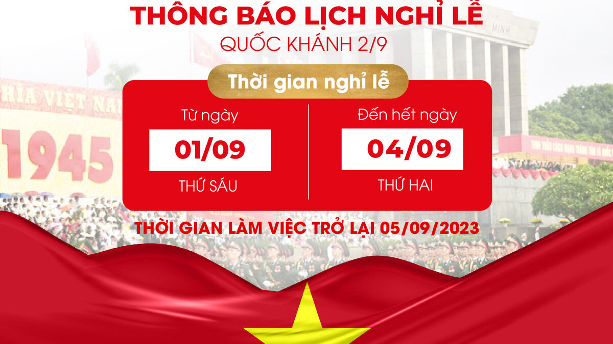Thông báo lịch nghỉ lễ Quốc khánh 2/9