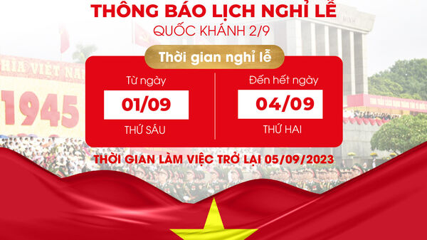 Thông báo lịch nghỉ lễ Quốc khánh 2/9